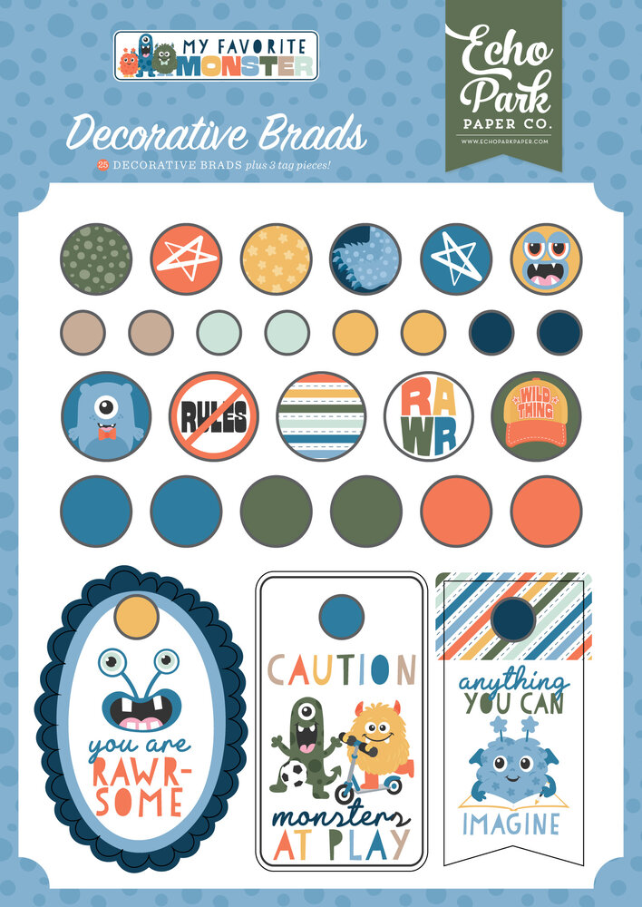 Echo Park My Favorite Monster Decorative Brads (MFM499020)