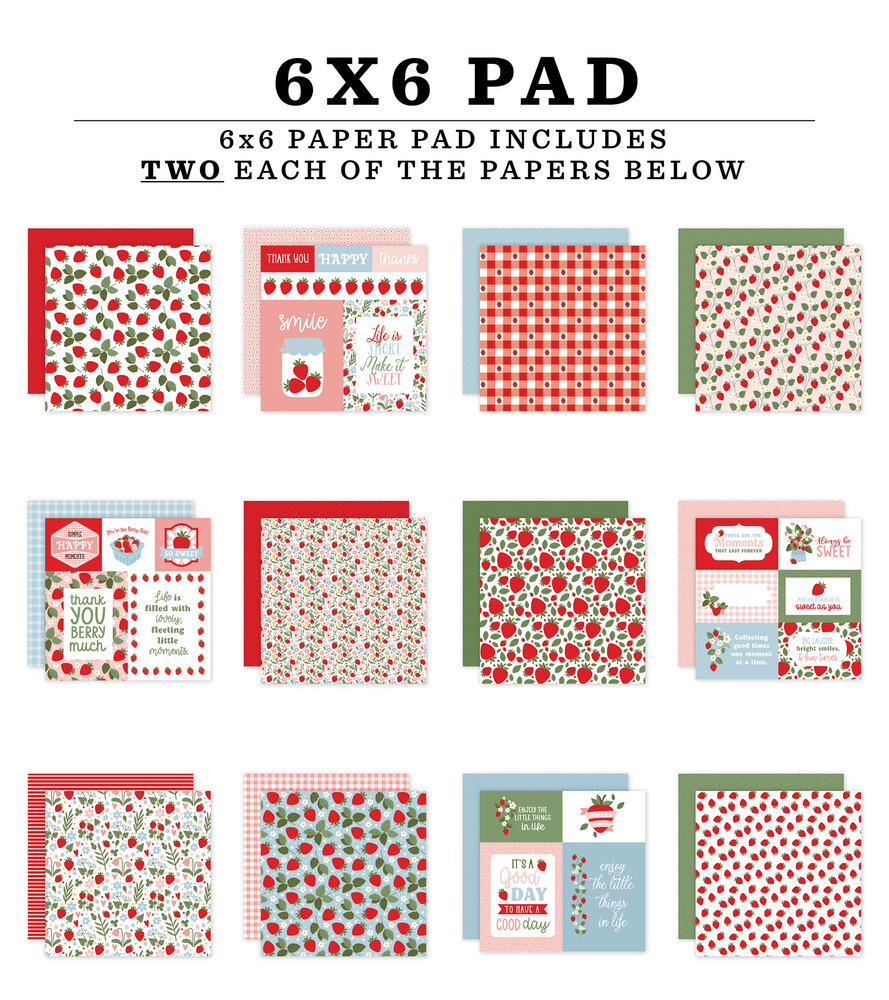 Echo Park Strawberry Fields 6x6 Inch Paper Pad by Lori Whitlock (SF503023) Echo Park Strawberry Fields 6x6 Inch Paper Pad by Lori Whitlock (SF503023)