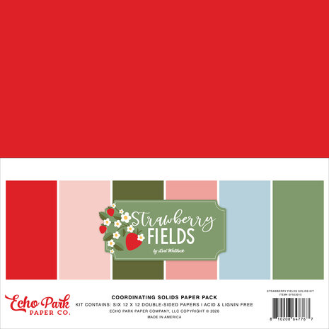 Echo Park Strawberry Fields 12x12 Inch Coordination Solids Paper Pack by Lori Whitlock (SF503015) Echo Park Strawberry Fields 12x12 Inch Coordination Solids Paper Pack by Lori Whitlock (SF503015)