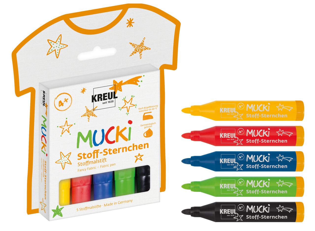 Kreul MUCKI Fancy Fabric Fabric Pen (5pcs) (27156) Kreul MUCKI Fancy Fabric Fabric Pen (5pcs) (27156)