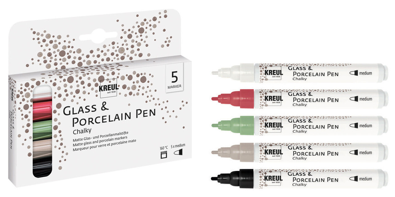 Kreul KREUL Glass & Porcelain Pen Chalky Medium (5pcs) (16570) Kreul KREUL Glass & Porcelain Pen Chalky Medium (5pcs) (16570)