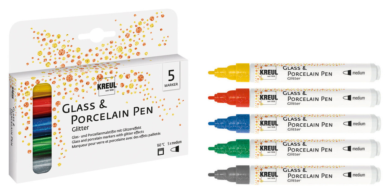 Kreul KREUL Glass & Porcelain Pen Glitter Medium (5pcs) (16530) Kreul KREUL Glass & Porcelain Pen Glitter Medium (5pcs) (16530)