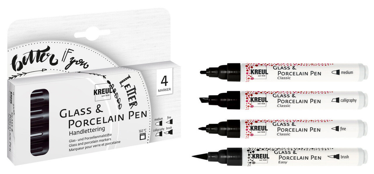 Kreul KREUL Glass & Porcelain Pen Handlettering (4pcs) (16480) Kreul KREUL Glass & Porcelain Pen Handlettering (4pcs) (16480)