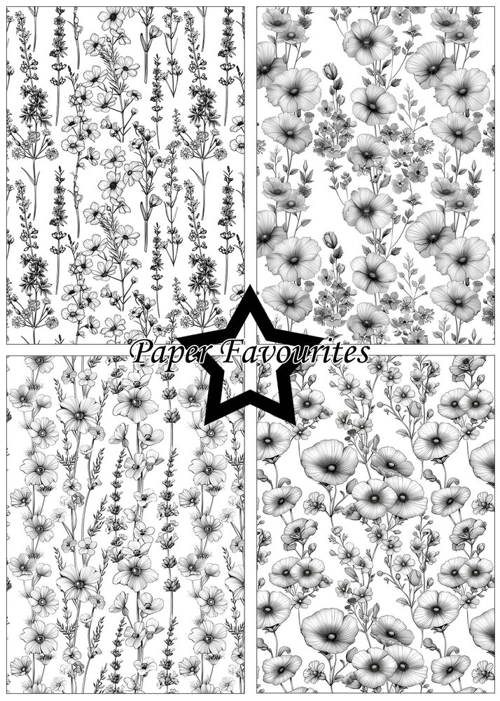 Paper Favourites Black & White Floral A5 Paper Pack (PFA225)