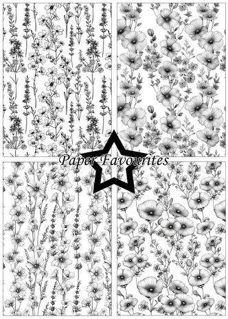 Paper Favourites Black & White Floral A5 Paper Pack (PFA225)