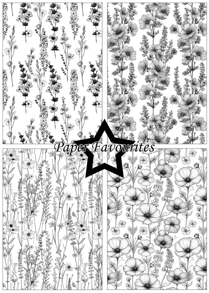 Paper Favourites Black & White Floral A5 Paper Pack (PFA225)