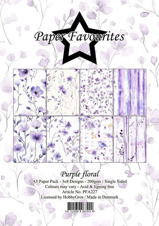Paper Favourites Purple Floral A5 Paper Pack (PFA227)