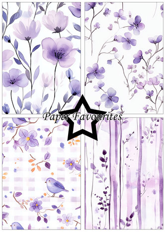 Paper Favourites Purple Floral A5 Paper Pack (PFA227)