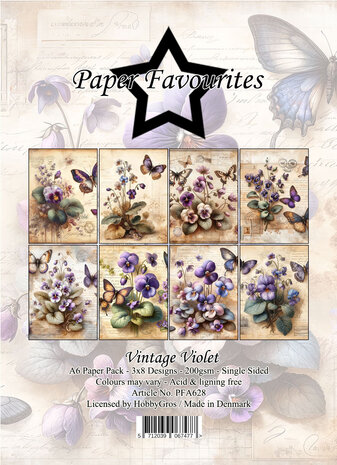 Paper Favourites Vintage Violet A6 Paper Pack (PFA628)