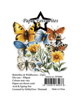 Paper Favourites Die-Cuts A7 Butterflies & Wildflowers (23pcs) (PFD060)