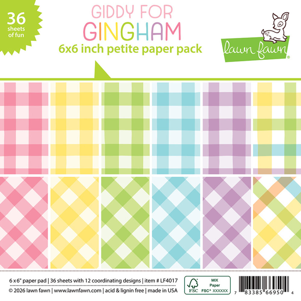Lawn Fawn Giddy For Gingham 6x6 Inch Petite Paper Pack (LF4017)