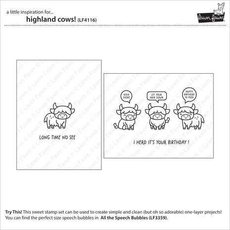 Lawn Fawn Highland Cows! Clear Stamps (LF4116)