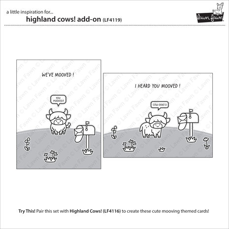Lawn Fawn Highland Cows! Add-On Clear Stamps (LF4119)