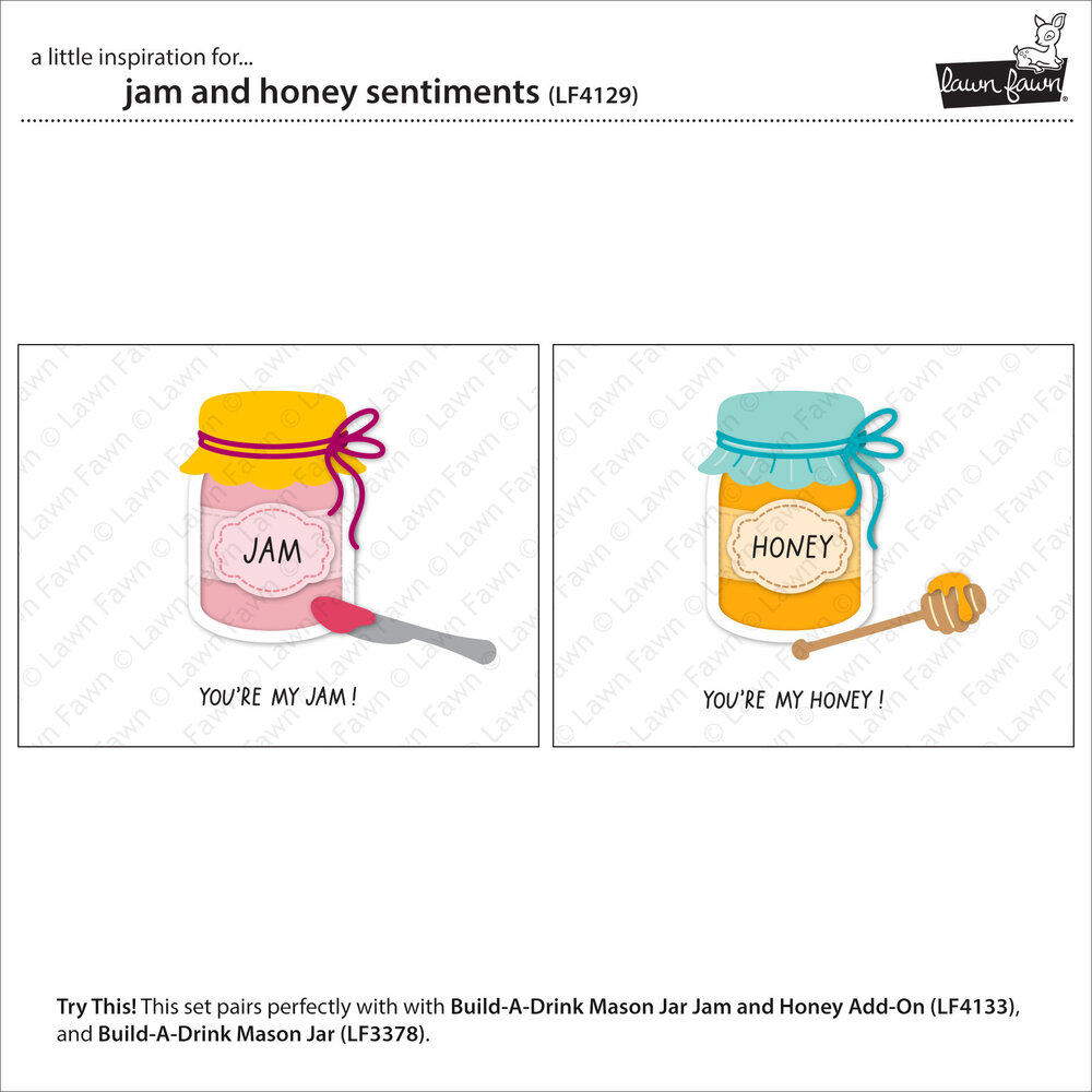 Lawn Fawn Jam And Honey Sentiments Clear Stamps (LF4129)