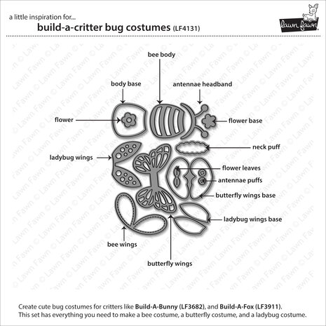 Lawn Fawn Build-A-Critter Bug Costumes Stand-Alone Die (LF4131)