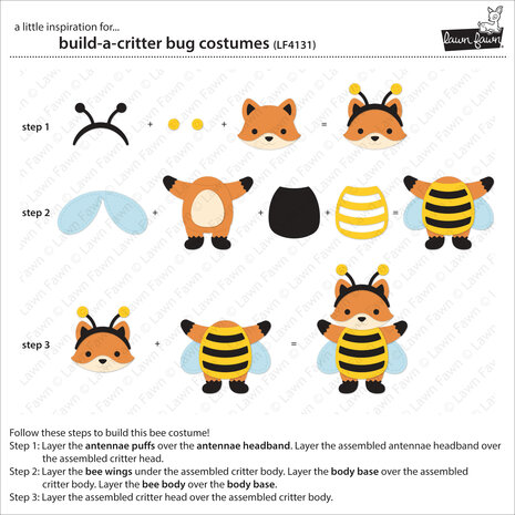 Lawn Fawn Build-A-Critter Bug Costumes Stand-Alone Die (LF4131)