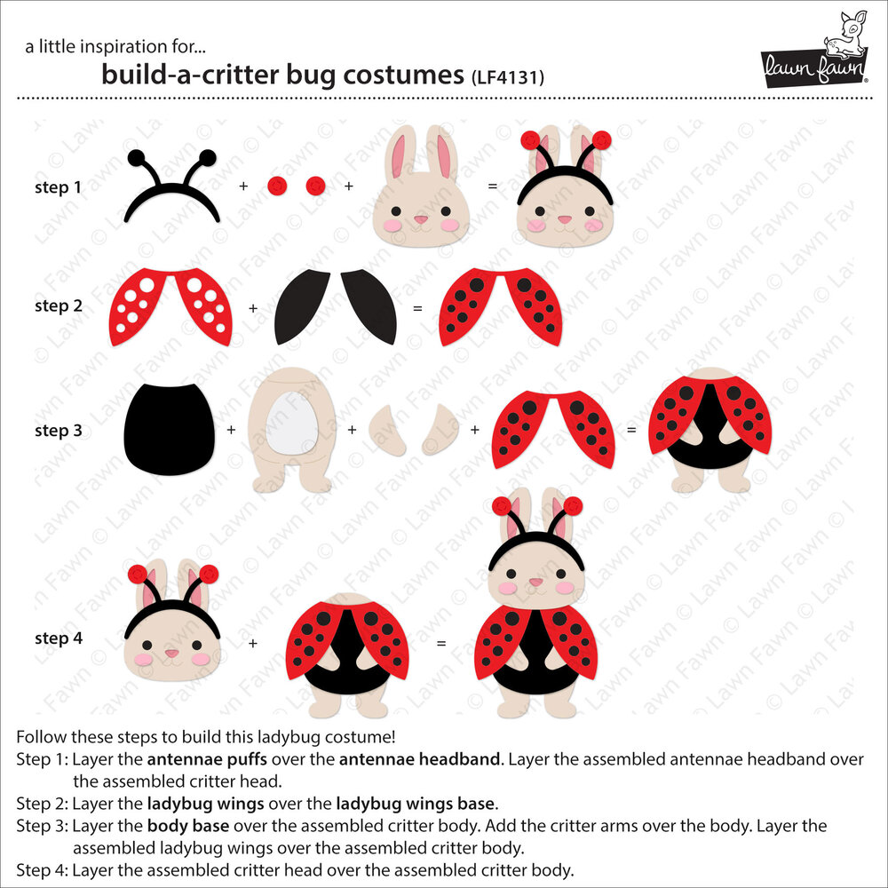 Lawn Fawn Build-A-Critter Bug Costumes Stand-Alone Die (LF4131)