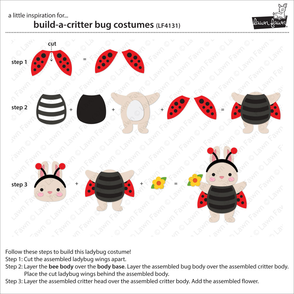 Lawn Fawn Build-A-Critter Bug Costumes Stand-Alone Die (LF4131)