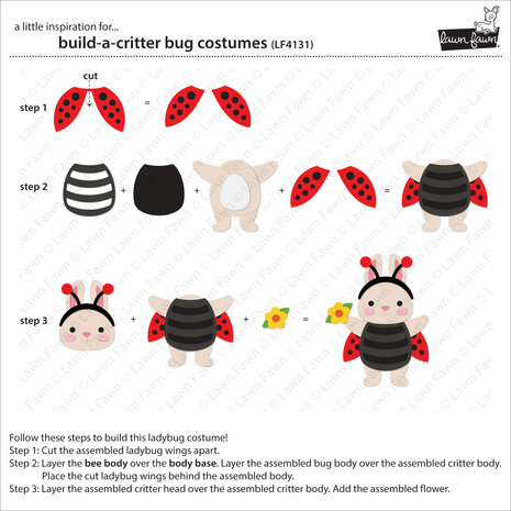 Lawn Fawn Build-A-Critter Bug Costumes Stand-Alone Die (LF4131)