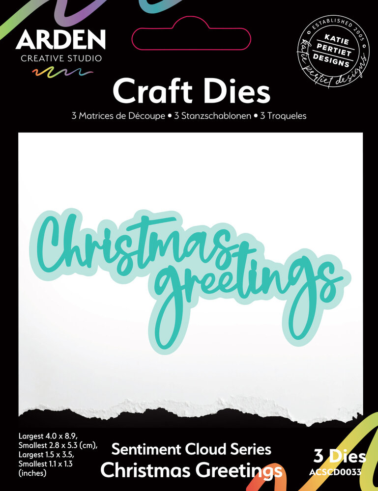 Arden Creative Studio Sentiment Cloud Series Craft Die Set Christmas Greetings by Katie Pertiet (ACSCD0033) Arden Creative Studio Sentiment Cloud Series Craft Die Set Christmas Greetings by Katie Pertiet (ACSCD0033)
