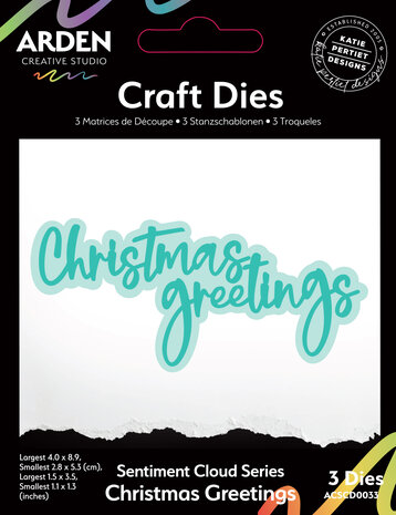 Arden Creative Studio Sentiment Cloud Series Craft Die Set Christmas Greetings by Katie Pertiet (ACSCD0033) Arden Creative Studio Sentiment Cloud Series Craft Die Set Christmas Greetings by Katie Pertiet (ACSCD0033)