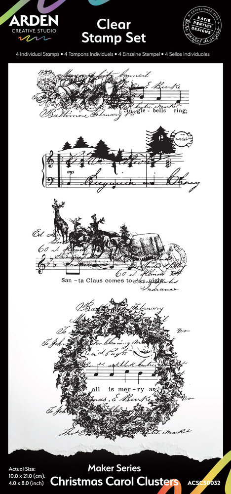 Arden Creative Studio Maker Series 4x8 Inch Clear Stamp Set Christmas Carol Clusters by Katie Pertiet (ACSCS0032) Arden Creative Studio Maker Series 4x8 Inch Clear Stamp Set Christmas Carol Clusters by Katie Pertiet (ACSCS0032)
