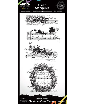 Arden Creative Studio Maker Series 4x8 Inch Clear Stamp Set Christmas Carol Clusters by Katie Pertiet (ACSCS0032)
