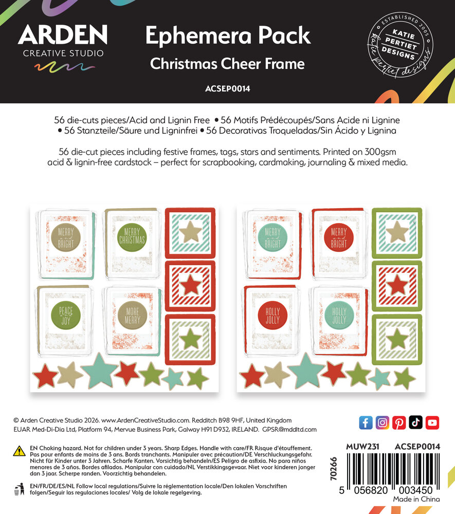 Arden Creative Studio Christmas Cheer Ephemera Pack Frame (56pcs) by Katie Pertiet (ACSEP0014) Arden Creative Studio Christmas Cheer Ephemera Pack Frame (56pcs) by Katie Pertiet (ACSEP0014)