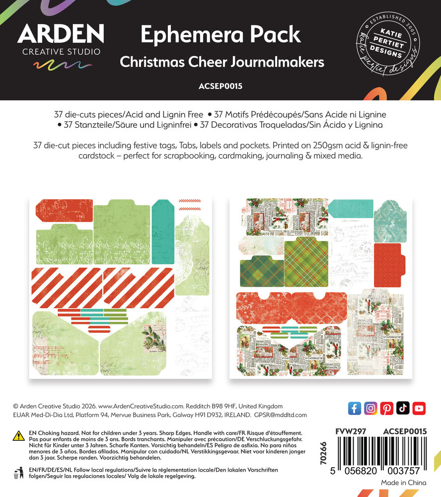 Arden Creative Studio Christmas Cheer Ephemera Pack Journalmakers (37pcs) by Katie Pertiet (ACSEP0015) Arden Creative Studio Christmas Cheer Ephemera Pack Journalmakers (37pcs) by Katie Pertiet (ACSEP0015)