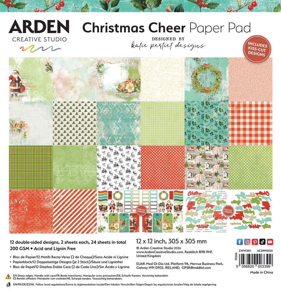 Arden Creative Studio Christmas Cheer 12x12 Inch Paper Pad by Katie Pertiet (ACSPP0026) Arden Creative Studio Christmas Cheer 12x12 Inch Paper Pad by Katie Pertiet (ACSPP0026)