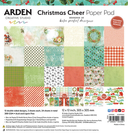 Arden Creative Studio Christmas Cheer 12x12 Inch Paper Pad by Katie Pertiet (ACSPP0026) Arden Creative Studio Christmas Cheer 12x12 Inch Paper Pad by Katie Pertiet (ACSPP0026)