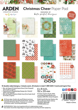 Arden Creative Studio Christmas Cheer 6x8 Inch Paper Pad by Katie Pertiet (ACSPP0028) Arden Creative Studio Christmas Cheer 6x8 Inch Paper Pad by Katie Pertiet (ACSPP0028)