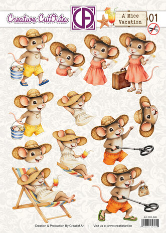Creatief Art A Mice Vacation 01 3D Die-Cut Sheet Creative CutOuts (CCO-048) Creatief Art A Mice Vacation 01 3D Die-Cut Sheet Creative CutOuts (CCO-048)