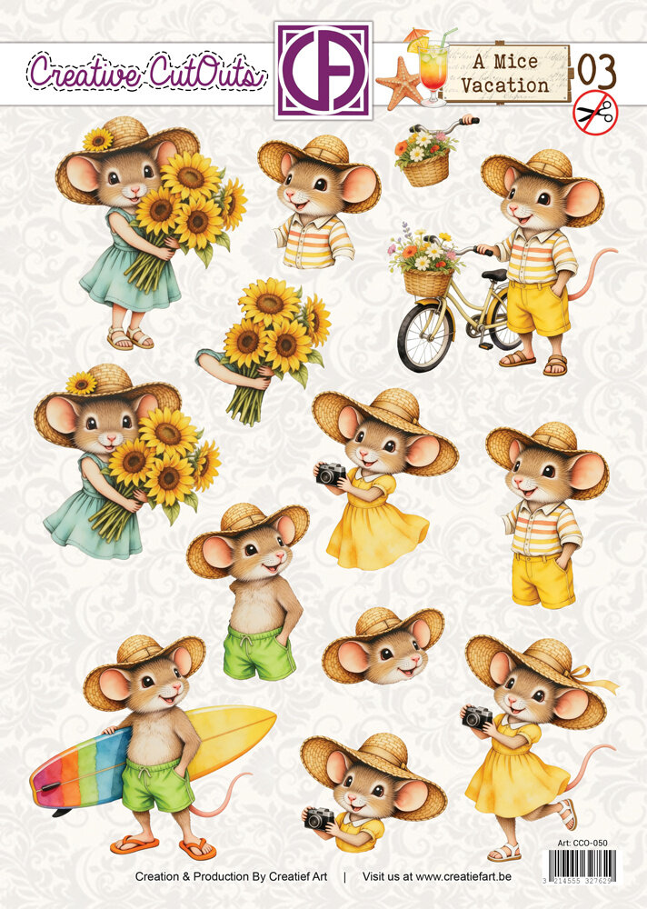 Creatief Art A Mice Vacation 03 3D Die-Cut Sheet Creative CutOuts (CCO-050) Creatief Art A Mice Vacation 03 3D Die-Cut Sheet Creative CutOuts (CCO-050)