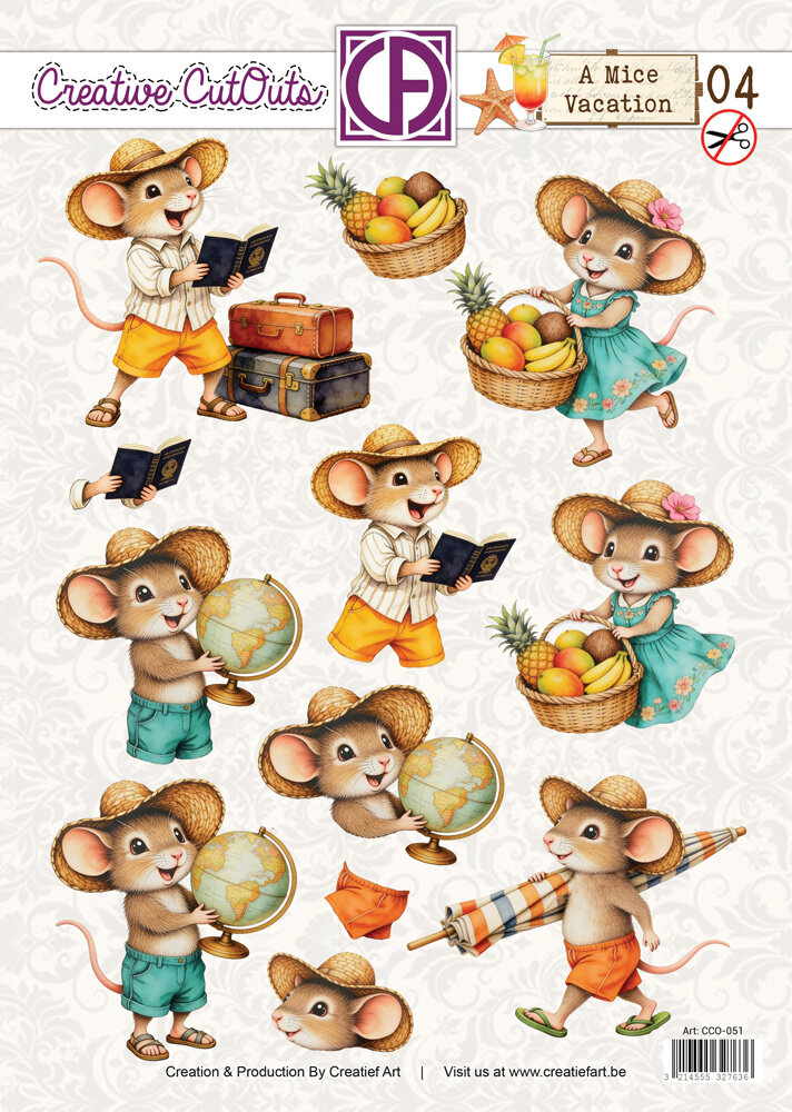 Creatief Art A Mice Vacation 04 3D Die-Cut Sheet Creative CutOuts (CCO-051) Creatief Art A Mice Vacation 04 3D Die-Cut Sheet Creative CutOuts (CCO-051)