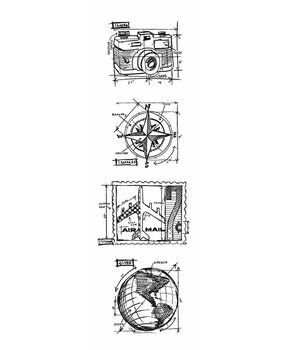 Stampers Anonymous Travel Mini Tim Holtz Blueprints Strip Stamps (THMB008)