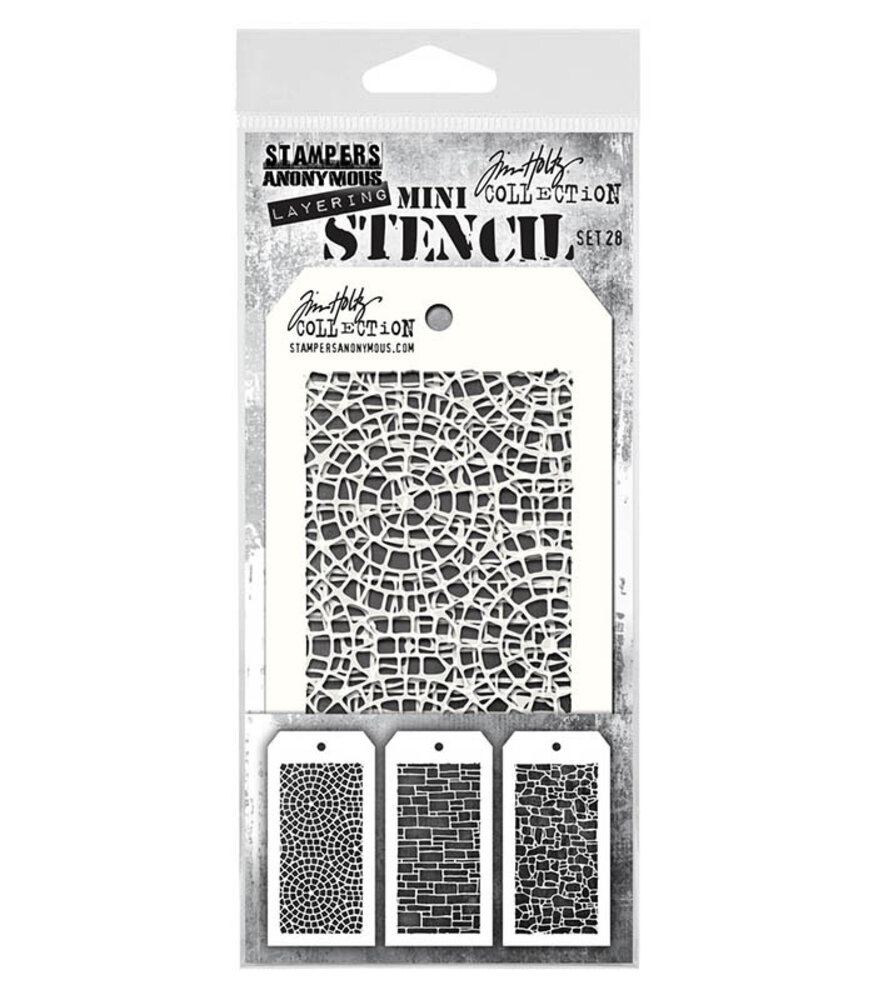 Stampers Anonymous Set #28 Tim Holtz Layering Mini Stencil (3pcs) (THMST028) Stampers Anonymous Set #28 Tim Holtz Layering Mini Stencil (3pcs) (THMST028)