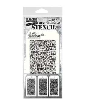 Stampers Anonymous Set #28 Tim Holtz Layering Mini Stencil (3pcs) (THMST028)