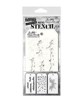 Stampers Anonymous Set #38 Tim Holtz Layering Mini Stencil (3pcs) (THMST038)