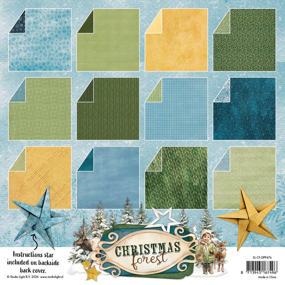 Studio Light Christmas Forest 8x8 Inch Multi-Purpose Paper Pad Origami & Backgrounds (SL-CF-DPP476) Studio Light Christmas Forest 8x8 Inch Multi-Purpose Paper Pad Origami & Backgrounds (SL-CF-DPP476)