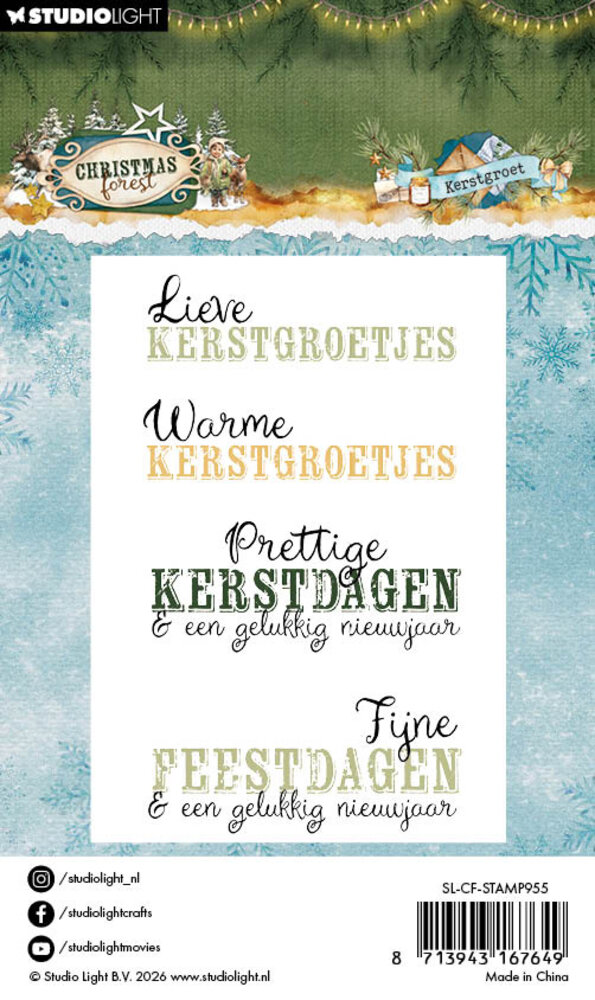 Studio Light Christmas Forest Clear Stamps Kerstgroet (SL-CF-STAMP955)
