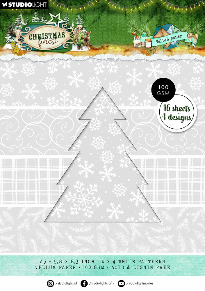 Studio Light Christmas Forest A5 Vellum Paper Pad Backgrounds (SL-CF-VPP479) Studio Light Christmas Forest A5 Vellum Paper Pad Backgrounds (SL-CF-VPP479)