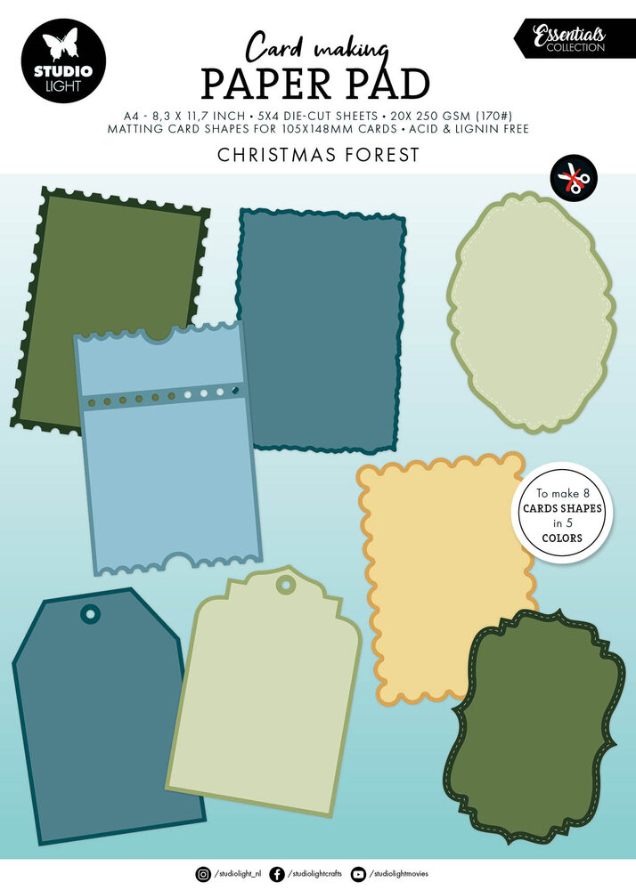 Studio Light Christmas Forest Card Shapes for 105x148mm Cards Essentials Card Making Pad (SL-ES-CMP34)