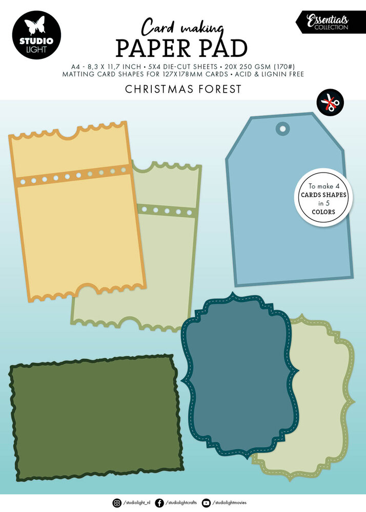 Studio Light Christmas Forest Card Shapes for 127x178mm Cards Essentials Card Making Pad (SL-ES-CMP35) Studio Light Christmas Forest Card Shapes for 127x178mm Cards Essentials Card Making Pad (SL-ES-CMP35)