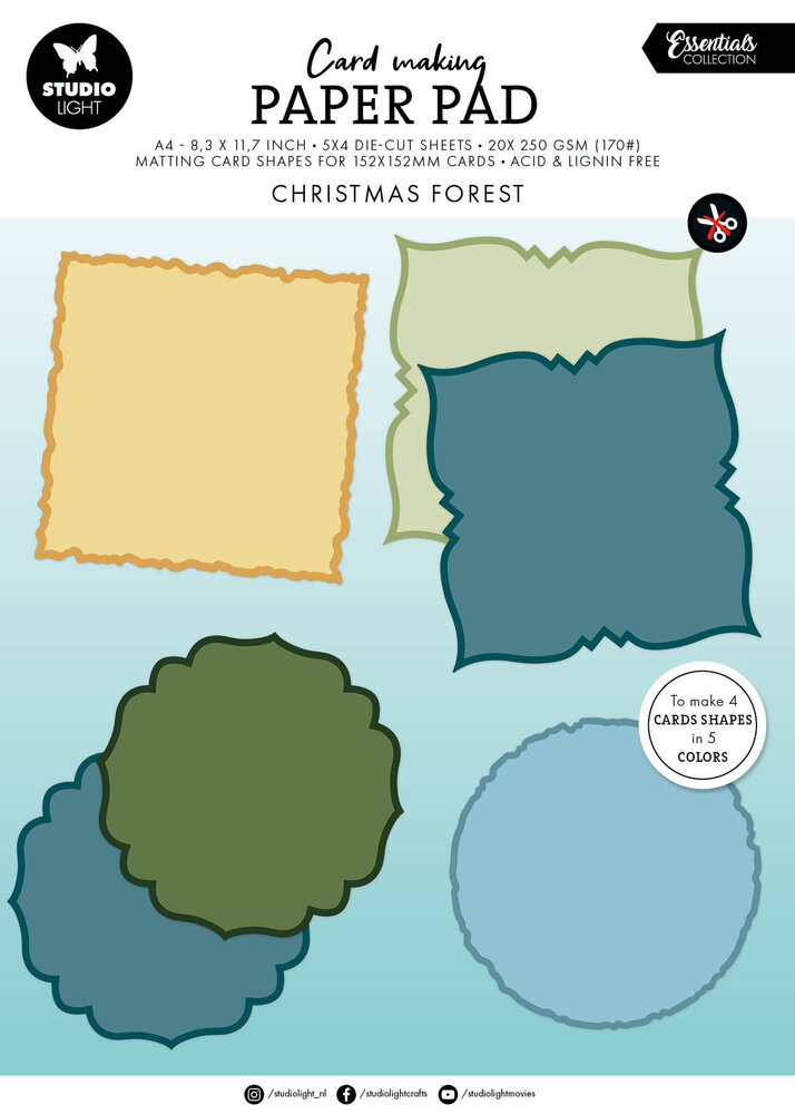 Studio Light Christmas Forest Card Shapes for 152x152mm Cards Essentials Card Making Pad (SL-ES-CMP36) Studio Light Christmas Forest Card Shapes for 152x152mm Cards Essentials Card Making Pad (SL-ES-CMP36)