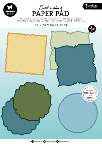 Studio Light Christmas Forest Card Shapes for 152x152mm Cards Essentials Card Making Pad (SL-ES-CMP36) Studio Light Christmas Forest Card Shapes for 152x152mm Cards Essentials Card Making Pad (SL-ES-CMP36)