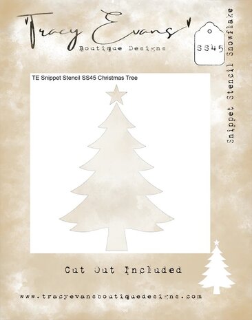 Tracy Evans Christmas Tree 4x4 Inch Snippet Stencil (SS045)