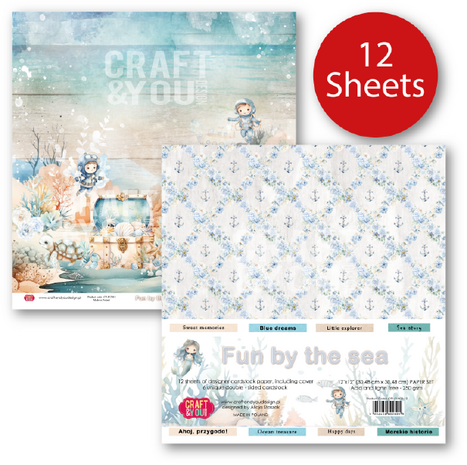 Craft & You Design Fun by the Sea 12x12 Inch Paper Set 250gsm (12sheets) (CPS-FUN30-12)