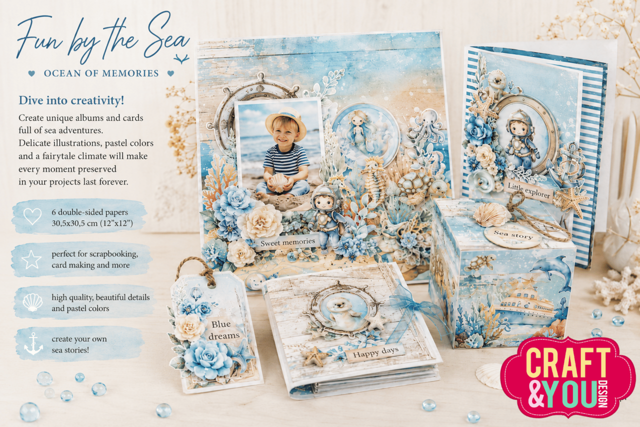 Craft & You Design Fun by the Sea 12x12 Inch Paper Set 250gsm (12sheets) (CPS-FUN30-12)
