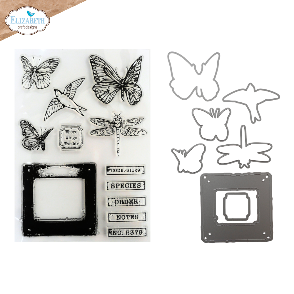Elizabeth Craft Designs Beautifully Worn Stamp and Die Set Set Where Wings Wander by Devid Roodenburg (CSD456) Elizabeth Craft Designs Beautifully Worn Stamp and Die Set Set Where Wings Wander by Devid Roodenburg (CSD456)